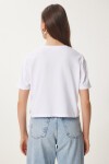 Kalp Baskılı Pamuklu Kısa Örme T-Shirt BEYAZ LAN0024