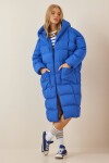 Kapüşonlu Oversize Şişme Kaban MAVİ LAV0002