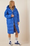 Kapüşonlu Oversize Şişme Kaban MAVİ LAV0002