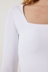 Kare Yaka Fitilli 2li Paket Crop Örme Bluz SİYAH BEYAZ LAN0025
