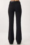 Kemerli İspanyol Paça Örme Pantolon SİYAH LBY0045