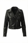 Kemerli Suni Deri Biker Ceket SİYAH LAX0003