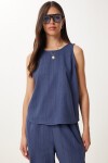 Keten Bluz Pantolon Takım LACİVERT HMC0001