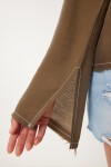 Kontrast Şeritli Bağlamalı Yazlık Bluz HAKİ LBV0060
