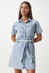 Kuşaklı Denim Elbise AÇIK MAVİ LAN0006