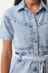 Kuşaklı Denim Elbise AÇIK MAVİ LAN0006