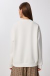 Leopar Baskılı Oversize Şardonlu Örme Sweatshirt KEMİK LAN0068