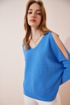 Omuzu Pencereli Oversize Triko Kazak İNDİGO MAVİ LAS0004