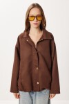 Oversize Suni Süet Bomber Ceket KAHVERENGİ LAN0081