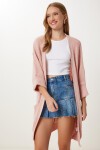 Oversize Uzun Cepli Triko Hırka PEMBE LAS0007