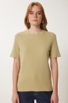 Pamuklu Basic Örme T-shirt BEJ LAG0001