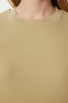 Pamuklu Basic Örme T-shirt BEJ LAG0001