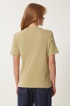 Pamuklu Basic Örme T-shirt BEJ LAG0001
