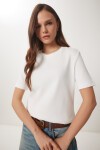 Pamuklu Basic Örme T-shirt BEYAZ LAG0001