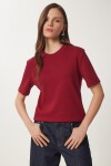 Pamuklu Basic Örme T-shirt BORDO LAG0001