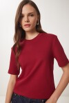 Pamuklu Basic Örme T-shirt BORDO LAG0001