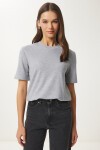 Pamuklu Basic Örme T-shirt GRİ MELANJ LAG0001