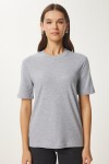 Pamuklu Basic Örme T-shirt GRİ MELANJ LAG0001