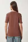 Pamuklu Basic Örme T-shirt KAHVERENGİ LAG0001