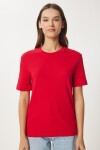 Pamuklu Basic Örme T-shirt KIRMIZI LAG0001