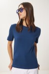 Pamuklu Basic Örme T-shirt KOBALT MAVİ LAG0001