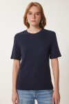Pamuklu Basic Örme T-shirt LACİVERT LAG0001