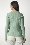 Polo Yaka Fitilli Triko Kazak ÇAĞLA YEŞİLİ LBV0017