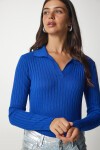 Polo Yaka Fitilli Triko Kazak KOYU MAVİ LBV0017