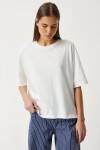 Premium Basic Oversize Örme T-shirt BEYAZ LAH0001