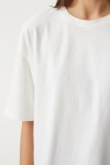 Premium Basic Oversize Örme T-shirt BEYAZ LAH0001