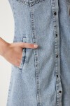 Püskül Detaylı Cepli Mini Denim Elbise ORTA MAVİ LAN0001