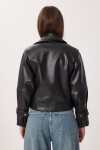 Suni Deri Biker Ceket SİYAH LAX0007