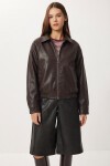 Suni Deri Bomber Ceket KAHVERENGİ LAX0002