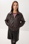 Suni Deri Bomber Ceket KAHVERENGİ LAX0002