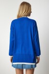 V Yaka Oversize Triko Kazak MAVİ LBV0022