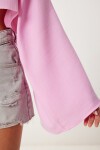 Yarasa Kollu Crop Müslin Bluz PEMBE HRG0001
