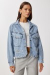 Yırtık Detaylı Denim Ceket AÇIK MAVİ LAN0074