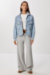 Yırtık Detaylı Denim Ceket AÇIK MAVİ LAN0074