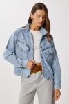 Yırtık Detaylı Denim Ceket AÇIK MAVİ LAN0074