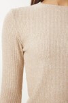 Yumoş Crop Bol Pantolon Örme Takım BEJ LAN0022