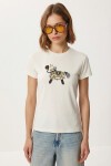 Armalı Nakışlı Pamuklu Örme T-shirt BEYAZ LCR0114