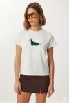 Armalı Nakışlı Pamuklu Örme T-shirt BEYAZ LCR0115