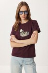Armalı Nakışlı Pamuklu Örme T-shirt MÜRDÜM LCR0114