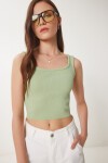 Askılı Crop Triko Bluz ÇAĞLA YEŞİLİ LCR0056