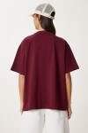 Ayıcık Armalı Pamuklu Oversize Örme T-shirt BORDO LCR0038