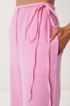 Bağlama Detaylı Yırtmaçlı Müslin Pantolon PEMBE LBV0066