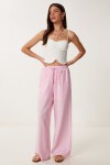 Bol Kesim Keten Pantolon PEMBE LDP0002