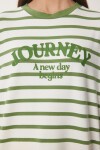 Çizgili Baskılı Örme T-shirt HAKİ KEMİK LCR0069