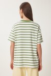 Çizgili Baskılı Örme T-shirt HAKİ KEMİK LCR0069