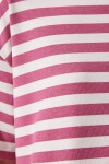 Çizgili Crop Örme T-shirt GÜL KURUSU LCR0002